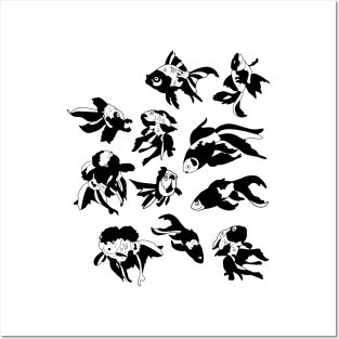 Fish Black White Tshirt Posters and Art